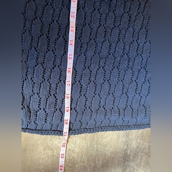 Jones New York Sport Navy Blue Knit Scoop Neck Top Large Petite - Picture 4 of 9